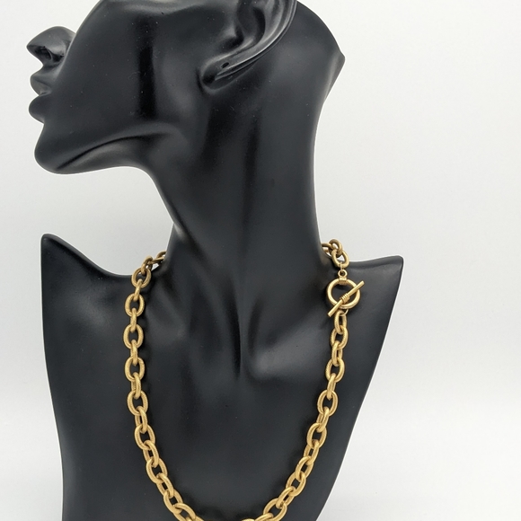 17" necklace Oval Links Textured gold tone - Picture 3 of 5